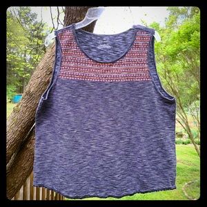 Talbots embroidered navy tank